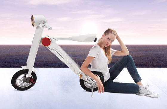 Colorful Waterproof 12 Inch Electric Folding Bicycles Portable Two Wheel Scooter With Bluetooth